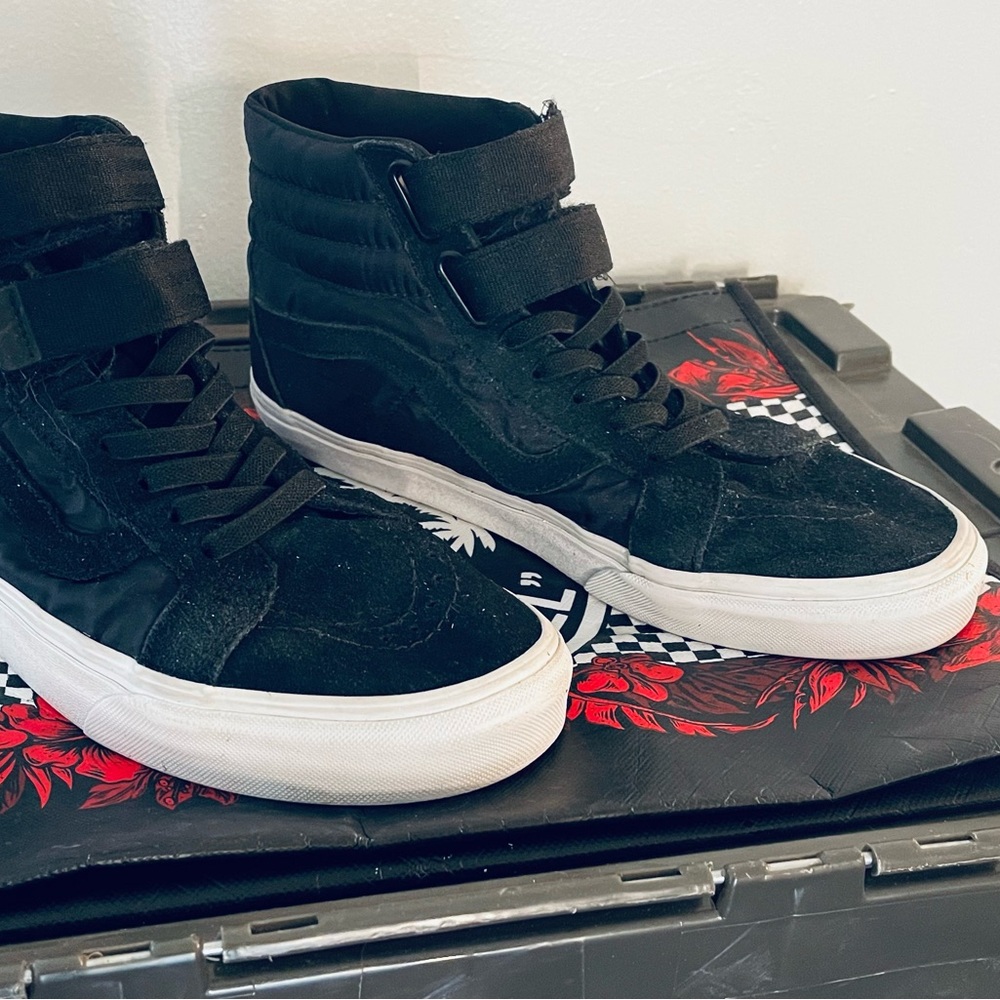 Velcro Black High Top Vans Mens Size 10